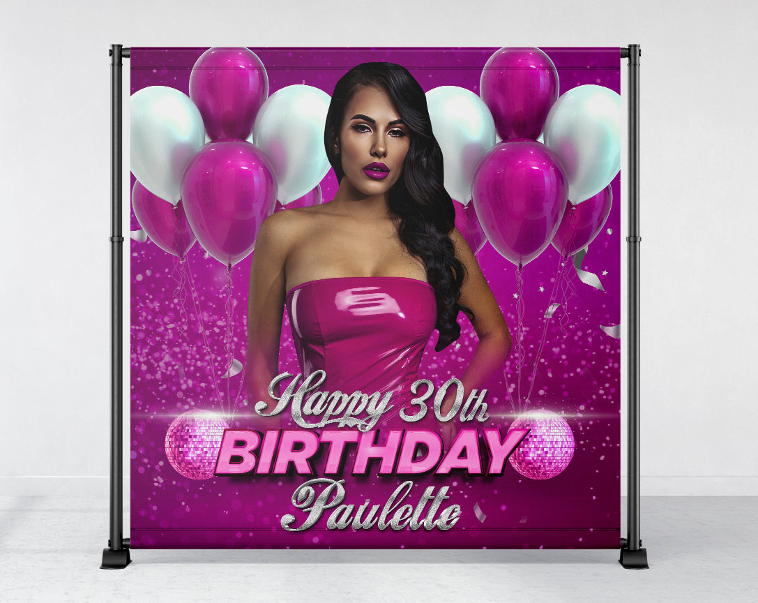 Birthday Backdrop Banner Pink Party