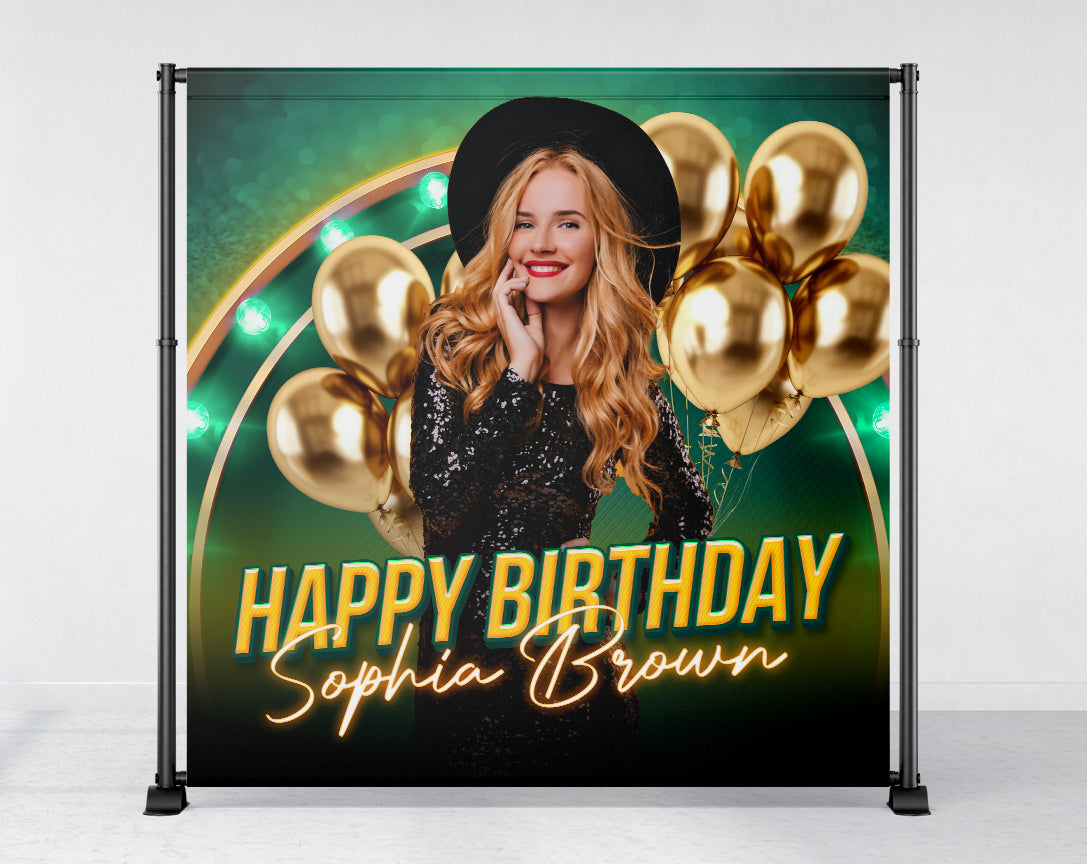 Birthday Backdrop Banner Green Party