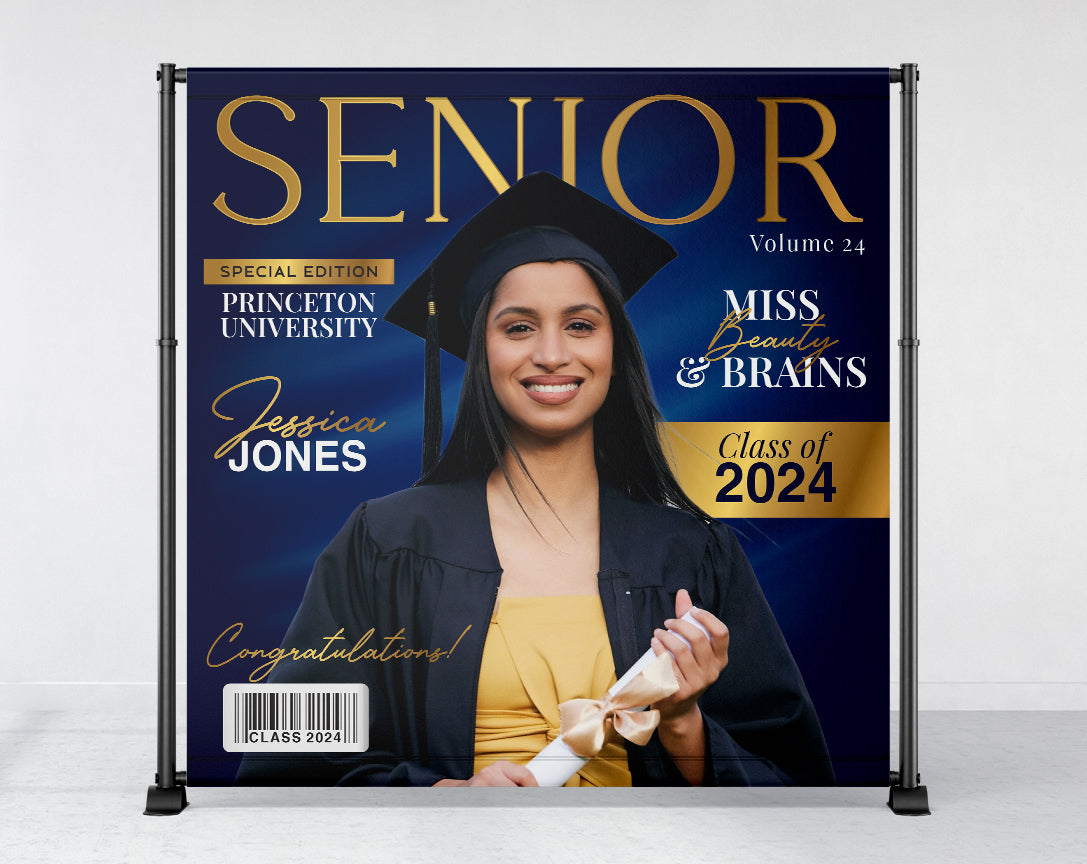 Graduation Backdrop Blue Magazine