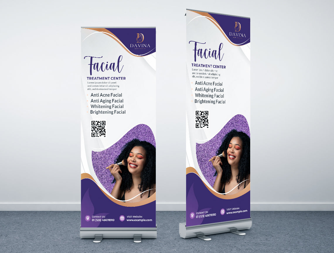 Business Double Retractable Banner Lilas Waves