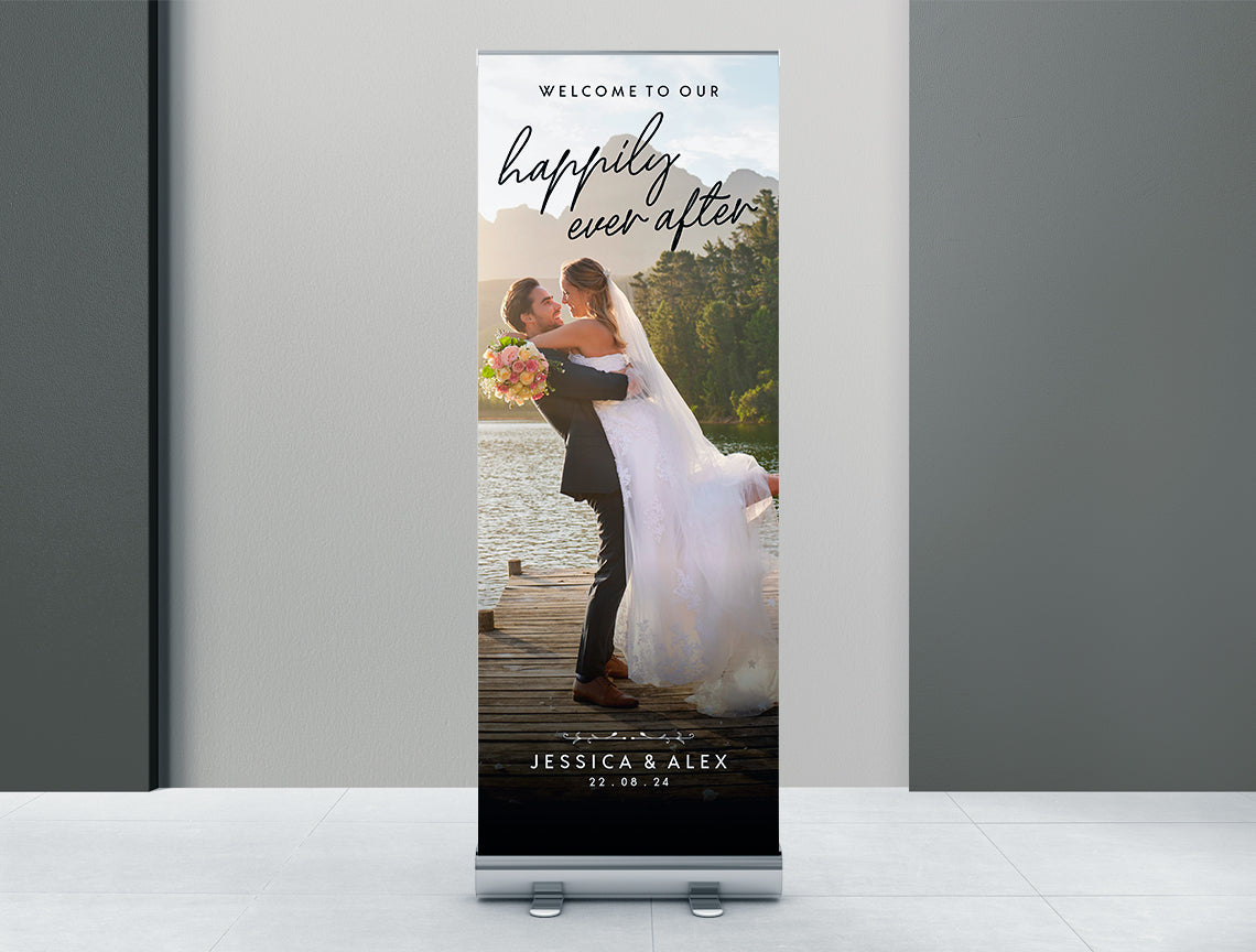 Wedding Retractable Banner Welcome Happily Ever After