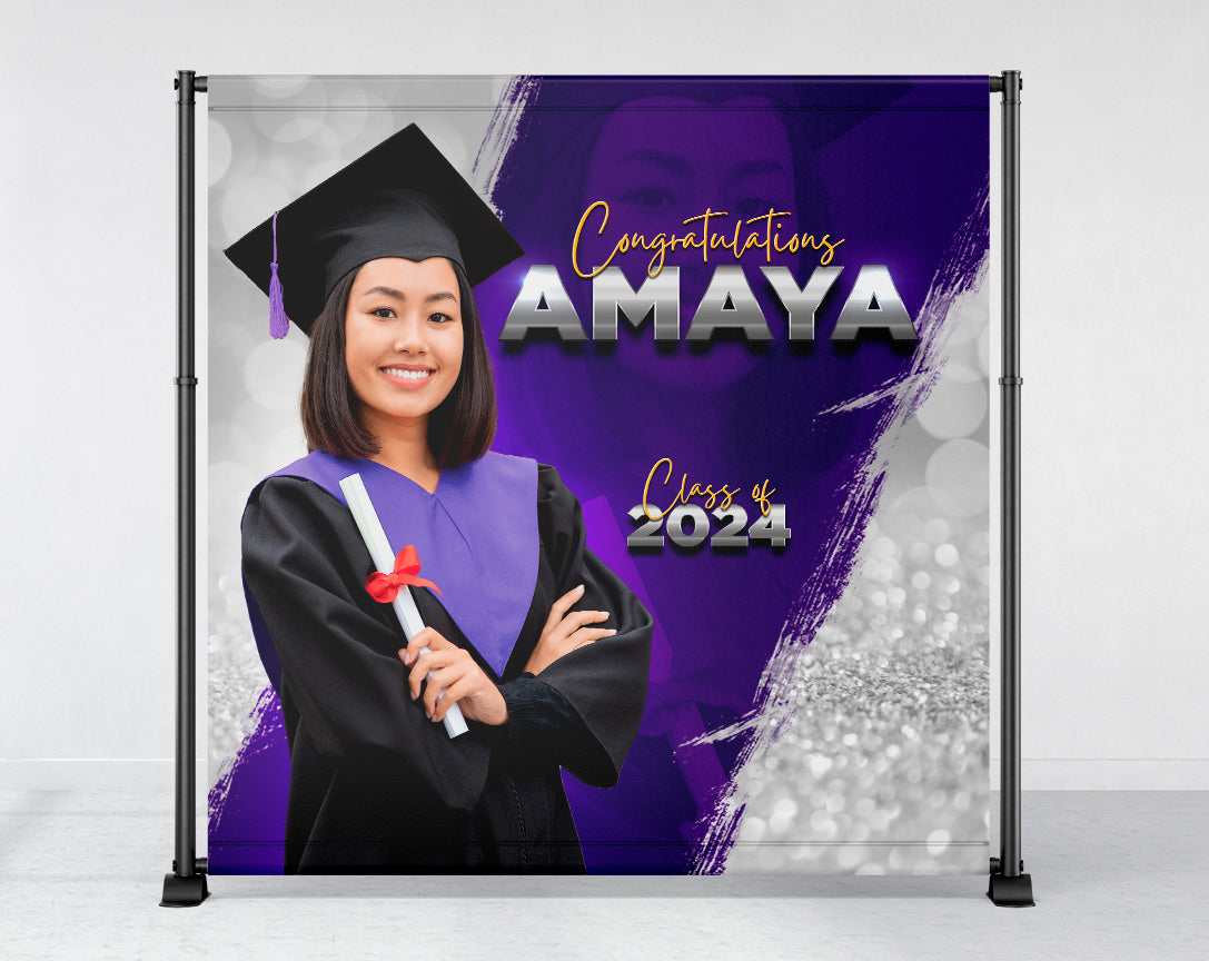 Graduation Backdrop Purple Brushed